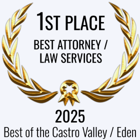 2025 1st place award, best attorney law services in Castro Valley